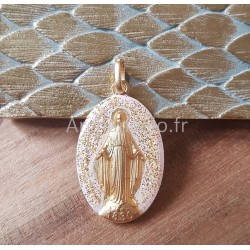 médaille miraculeuse  rose poudré  et or.