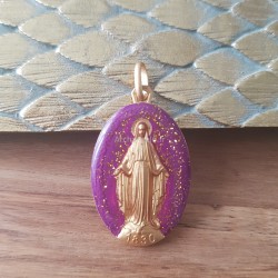 médaille miraculeuse violet et or.