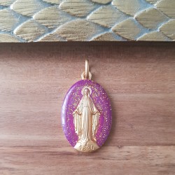 médaille miraculeuse violet et or.