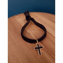 Bracelet croix émaillée noire