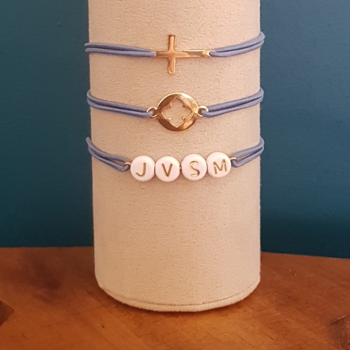 Bracelet élastique coulissant bleu embruns.