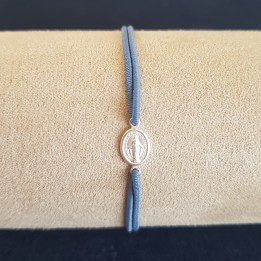 Bracelet médaille miraculeuse argent lien coulissant élastique.