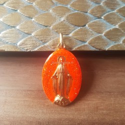 Médaille miraculeuse orange fluo.