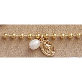 Bracelet chaine boule, médaille miraculeuse et perle.