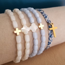 Bracelet élastique croix dorée