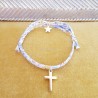 Bracelet coulissant Liberty croix et étoile acier inoxydable doré.