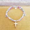 Bracelet coulissant Liberty croix et étoile acier inoxydable doré.