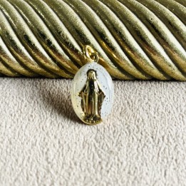 Médaille miraculeuse vanille et pailletes.