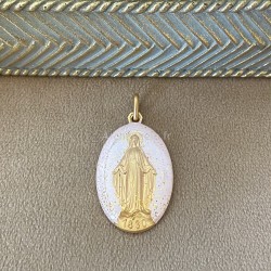 médaille miraculeuse  rose poudré  et or.