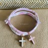 Bijoux religieux: le bracelet Liberty  croix émaillée rose ou blanche.