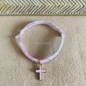 Bijoux religieux: le bracelet Liberty  croix émaillée rose ou blanche.