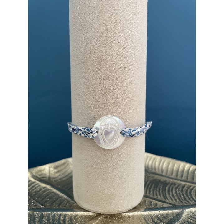 Bijoux religieux: le bracelet Médaille Cœur Sacré nacre.