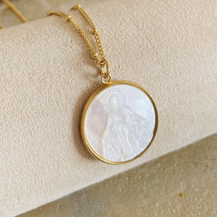 Collier Vierge Marie nacre – vue 2