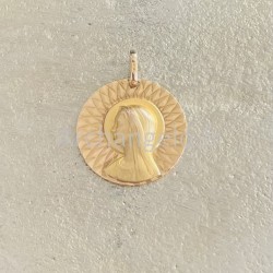 Pièce unique, médaille ronde de la Vierge Marie plaqué or fix.