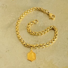 Bracelet religieux et sa médaille plaqué or FIX du Sacré Cœur de Jésus.