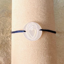 Bracelet coulissant Médaille Ex Voto nacre.