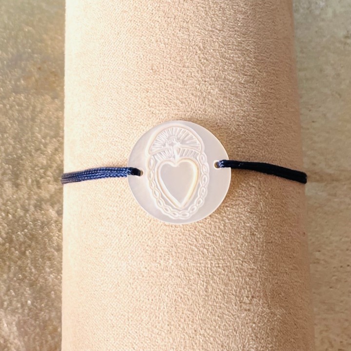 Bracelet coulissant Médaille Ex Voto nacre.