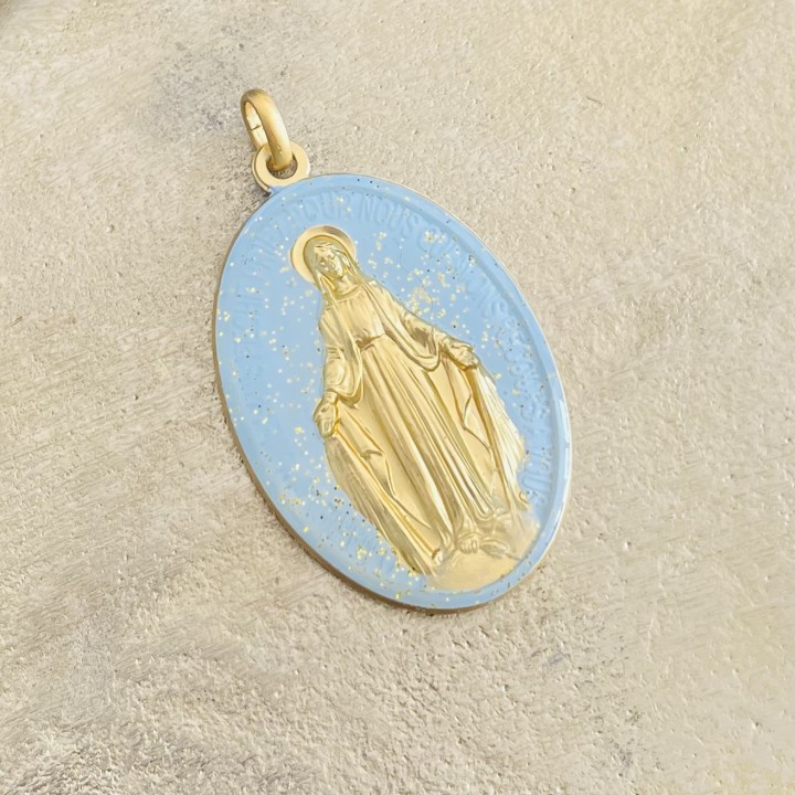 Médaillon Médaille Miraculeuse bleu céleste – vue 2