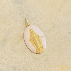 médaille miraculeuse  rose poudré  et or.