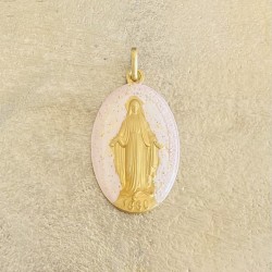 médaille miraculeuse  rose poudré  et or.