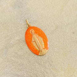 Médaille miraculeuse orange fluo.