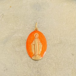 Médaille miraculeuse orange fluo.