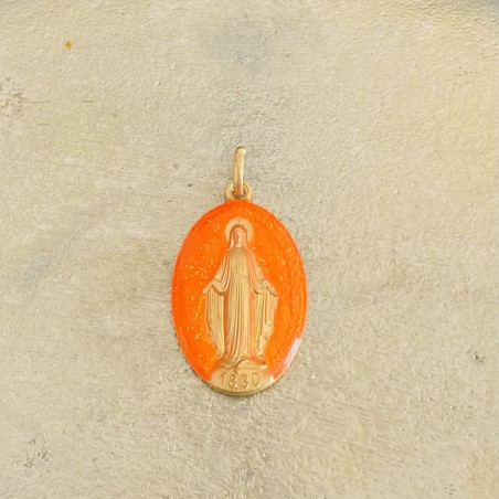 Médaille miraculeuse orange fluo.