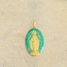 médaille miraculeuse paillètes émeraude  et or.