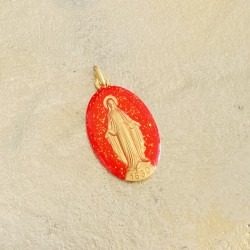 Médaille miraculeuse rouge vif .