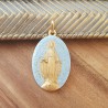 médaille miraculeuse bleu céleste et pailletes or.