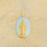 médaille miraculeuse bleu céleste et pailletes or.