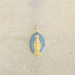 médaille miraculeuse paillètes bleu nuit et or.