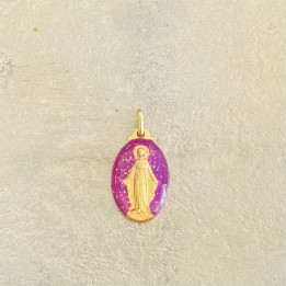 médaille miraculeuse paillettes et violet.
