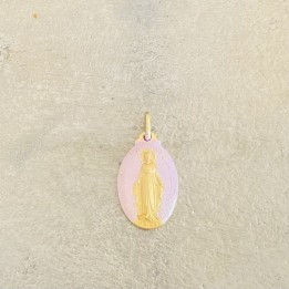 médaille miraculeuse paillettes caramel et or.