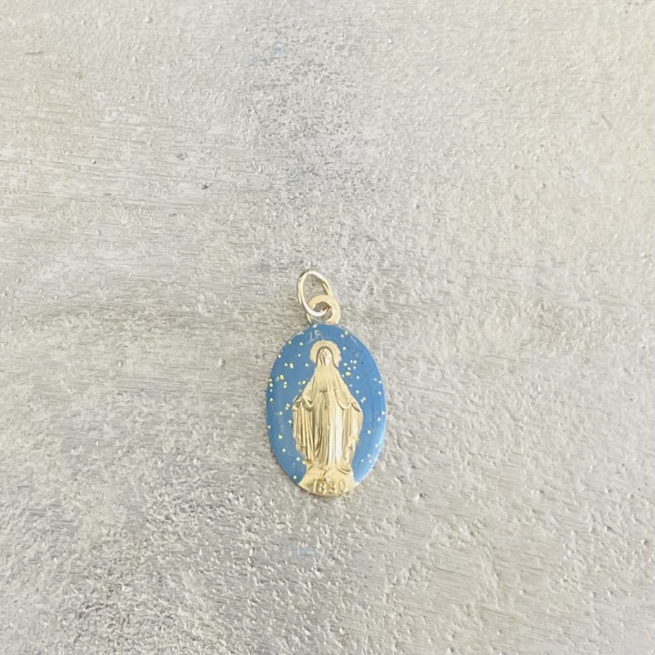 Médaille miraculeuse pailletée or , fond nuit.