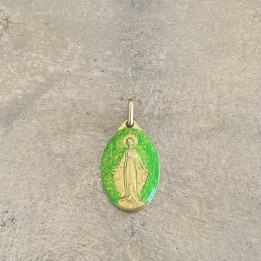 médaille miraculeuse citron vert et or.