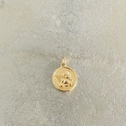 Médaille ronde du petit ange plaqué or.