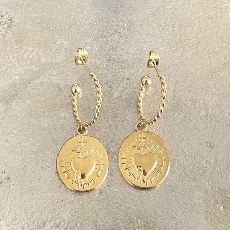 Très Jolie paire de boucle d'oreilles Ex Voto pour oreilles percées.