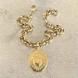 Un bijoux religieux : le bracelet médaille ex voto  acier doré inoxydable.
