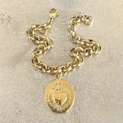 Un bijoux religieux : le bracelet médaille ex voto  acier doré inoxydable.