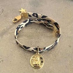 Bijoux religieux: bracelet médaille ange plaqué or et Liberty Tartan