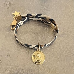 Bijoux religieux: bracelet médaille ange plaqué or et Liberty Tartan