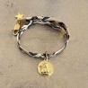 Bijoux religieux: bracelet médaille ange plaqué or et Liberty Tartan