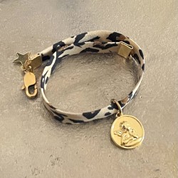Bijoux religieux: bracelet médaille ange plaqué or et Liberty Tartan