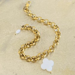 Bijoux religieux: le Bracelet "Alba" orné d'une croix en  pure nacre.