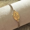 Bracelet coulissant en coton ciré  de la médaille miraculeuse plaqué or.
