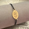 Bracelet coulissant en coton ciré  de la médaille miraculeuse plaqué or.