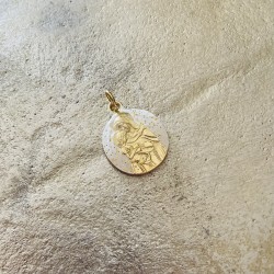 Médaille ronde de  Sainte Anne et de la Vierge Marie enfant.
