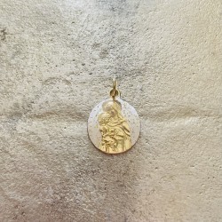 Médaille ronde de  Sainte Anne et de la Vierge Marie enfant.