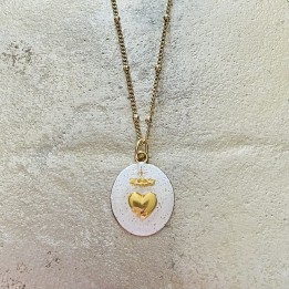 Collier Ex Voto blanc et or.